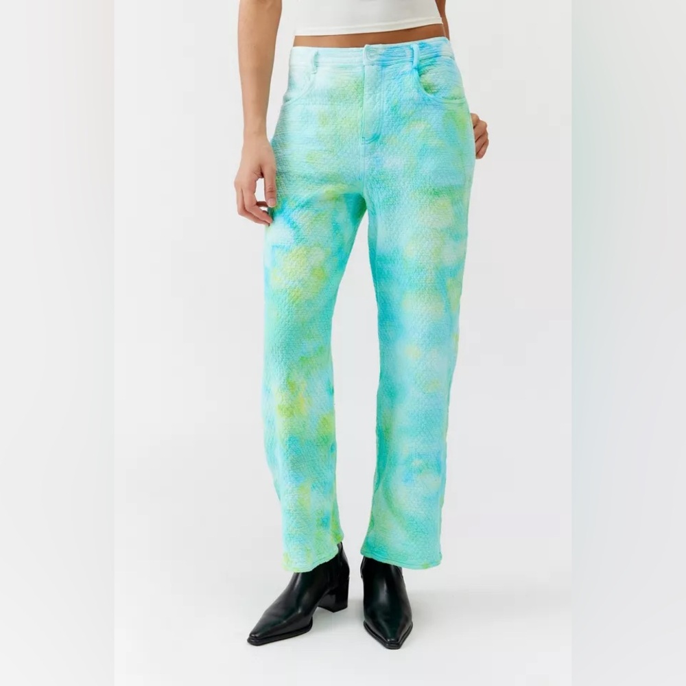 New Riverside Tool & Dye Tie-Dye Quilted Flare Pants x Anthropologie x UO sz S
